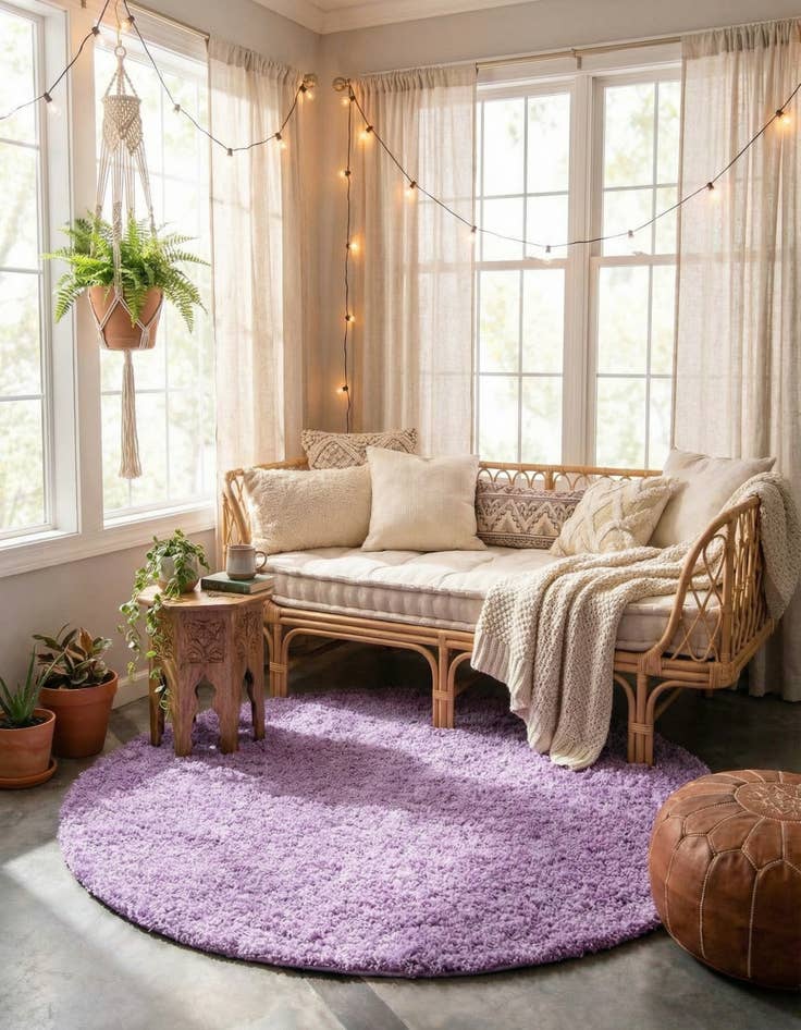 Detail image of 6' x 6' Solid Shag Round Rug