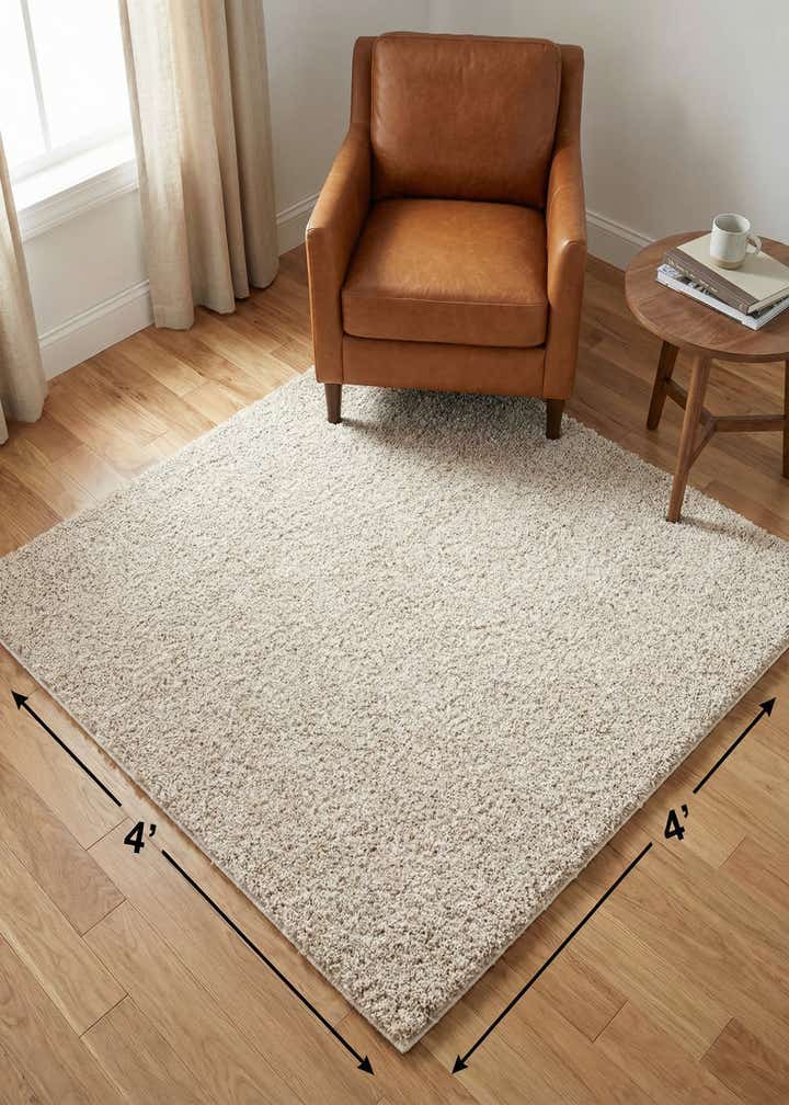 4' x 4' Soft Solid Shag Square Rug