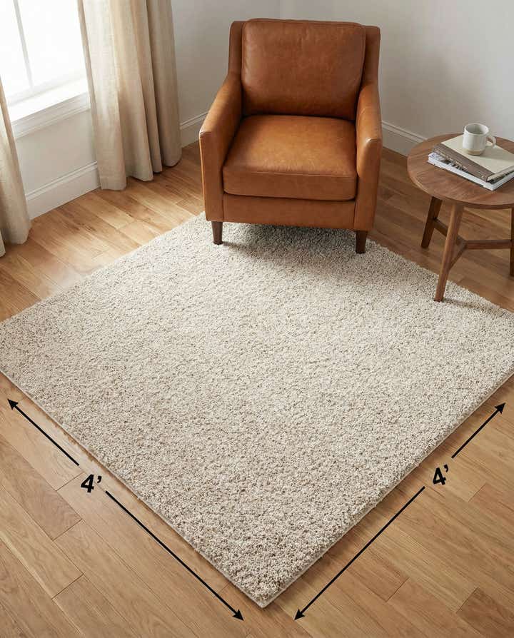 4' x 4' Soft Solid Shag Square Rug