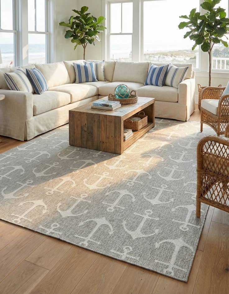 Detail image of 10' x 14'  Washable Coastal Indoor / Outdoor Rug