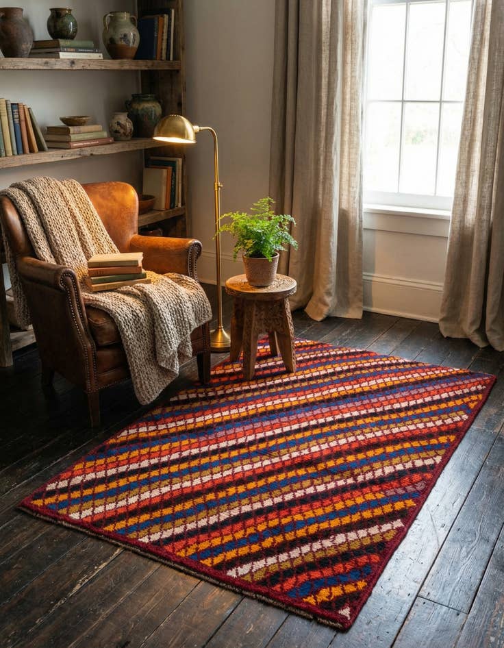 Detail image of 3' 1 x 4' 2 Hand Knotted Balouch Wool Rug