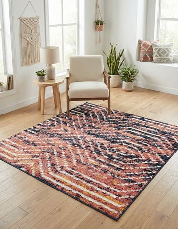 Rust Orange Tagine Square Rug