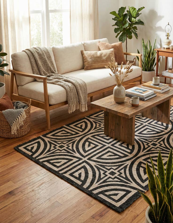 Detail image of 5' 1 x 8'  Hand Woven Chenille Jute Rug