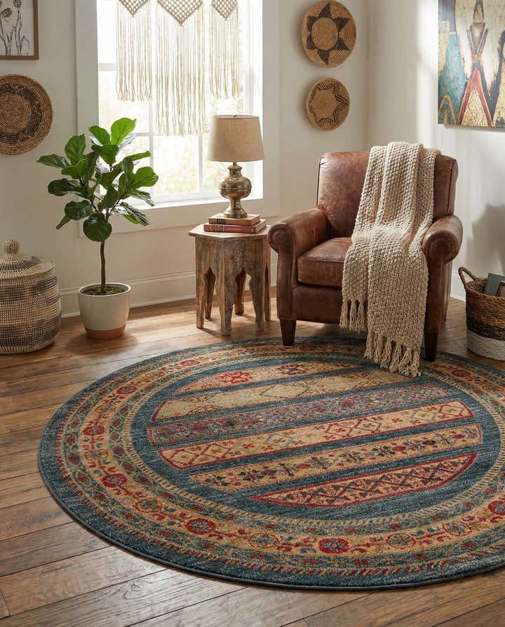 5' x 5' Kashkuli Gabbeh Round Rug