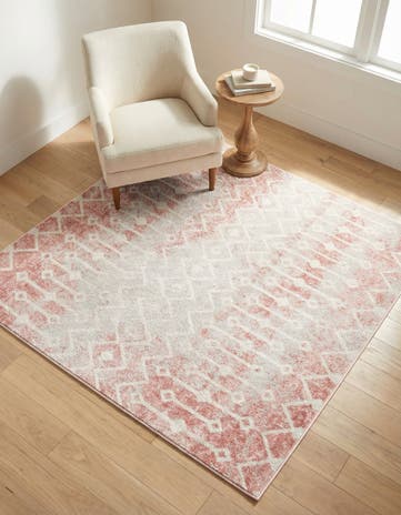 Dusty Rose Bohemian Trellis Square Rug