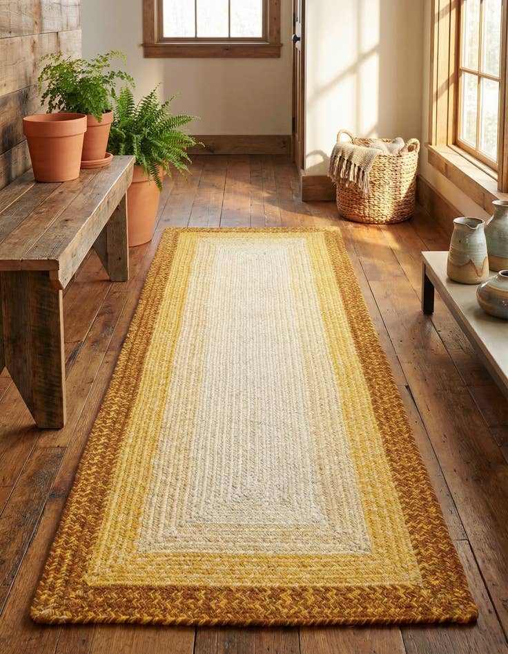 Detail image of 2' x 6' 1 Handmade Hand Braided Wool Runner Rug