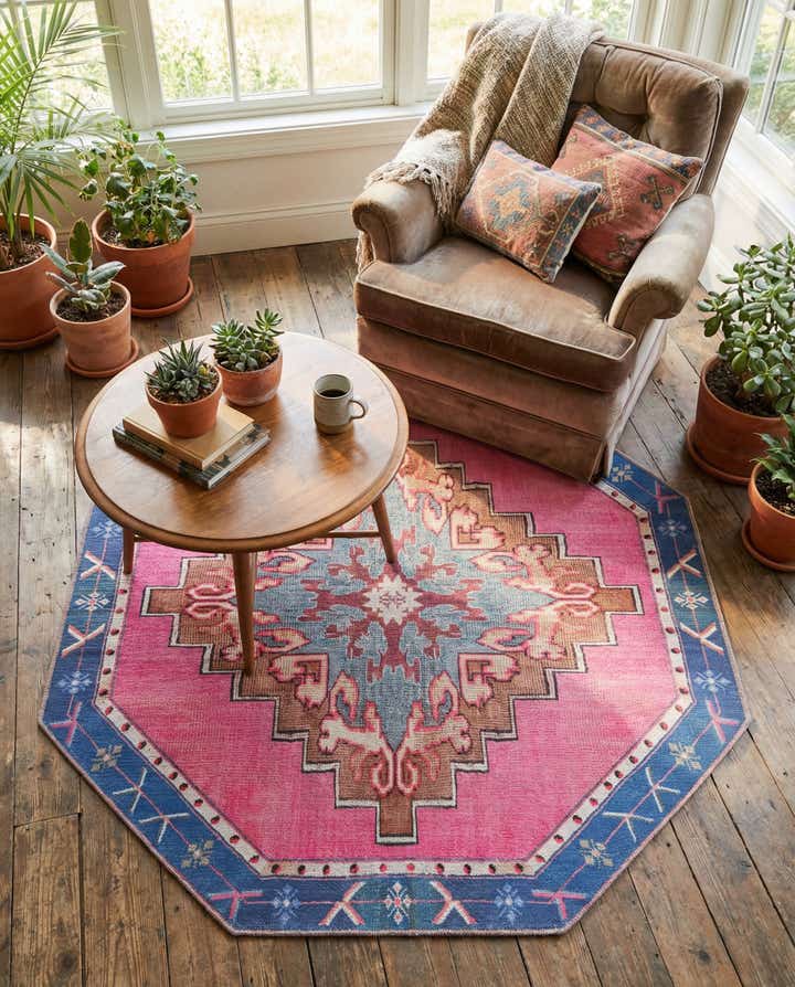 5' x 5' Washable Timeless Octagon Rug