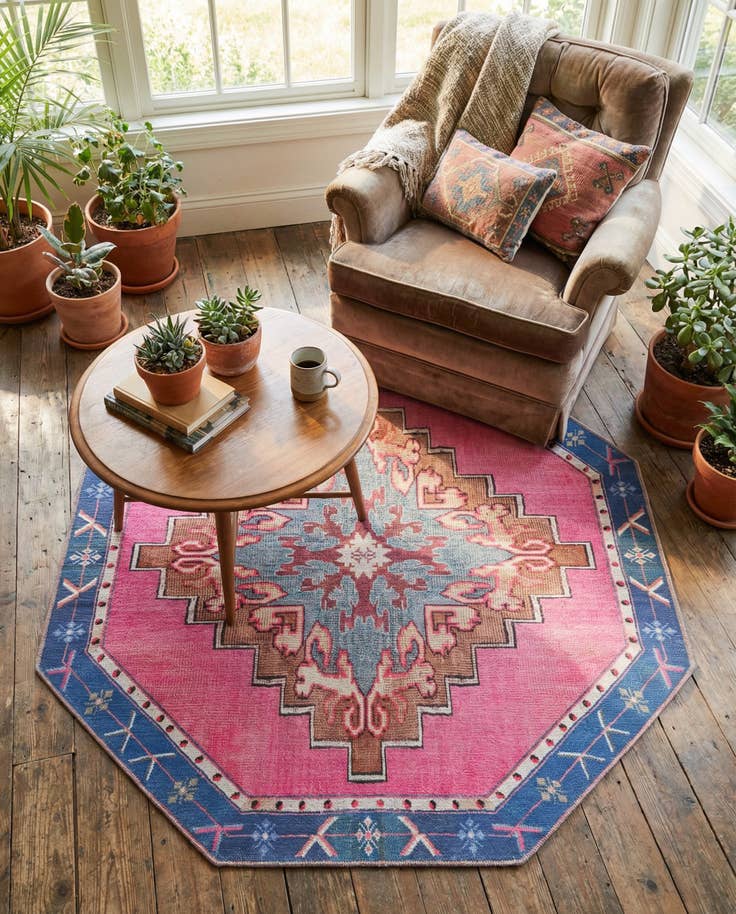 Detail image of 5' x 5' Washable Timeless Octagon Rug
