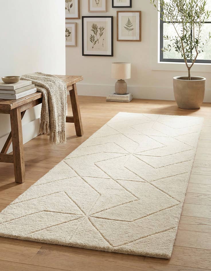Detail image of 2' x 6' 1 WoolCraft Geometric Runner Rug