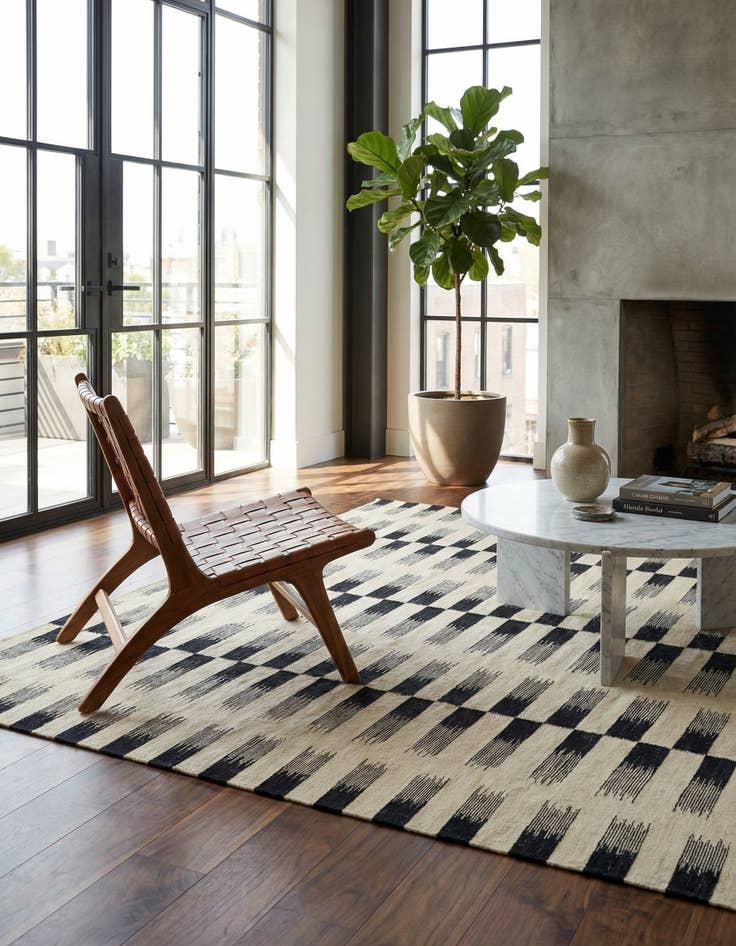 Detail image of 6' 2 x 7' 7 Hand Woven Kilim Modern Wool Square Rug