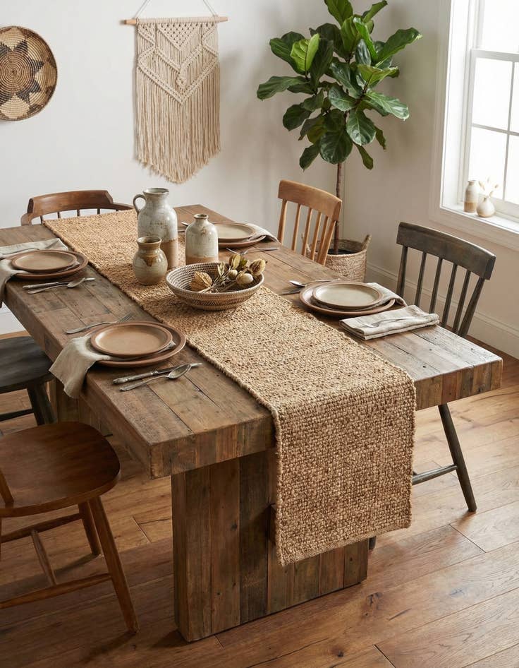 Detail image of  1' 2 x 8' Chunky Jute Table Runner Rug