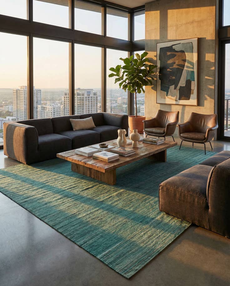 Detail image of 9' 7 x 12' 6 Hand Woven Kilim Modern Wool Rug