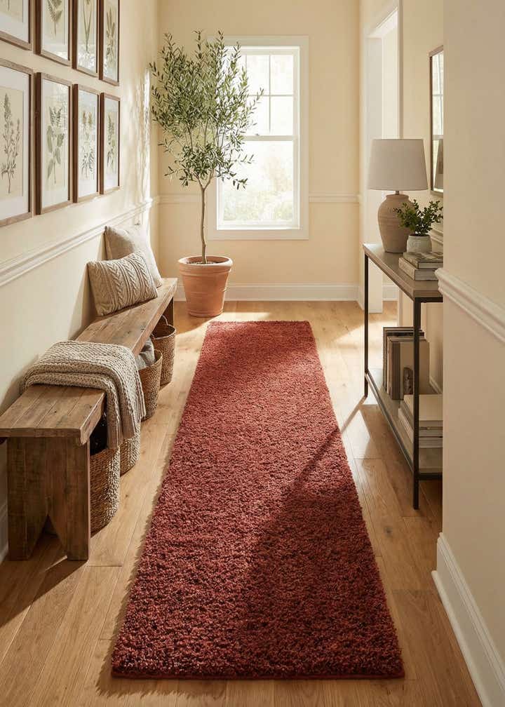 2' 7 x 14' Solid Shag Runner Rug