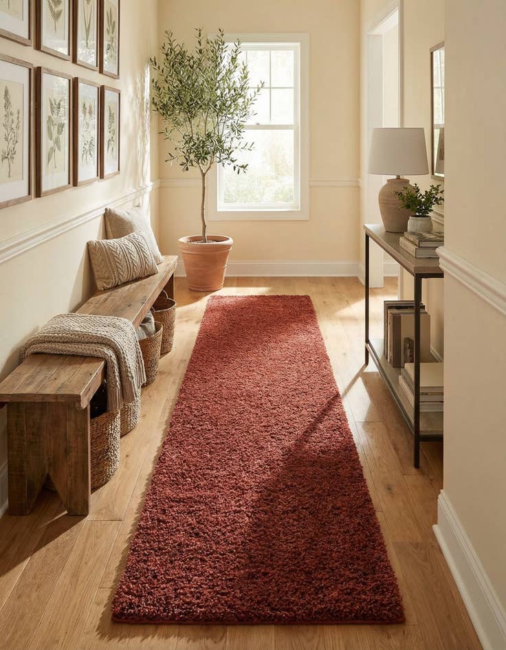 Detail image of 2' 7 x 14' Solid Shag Runner Rug