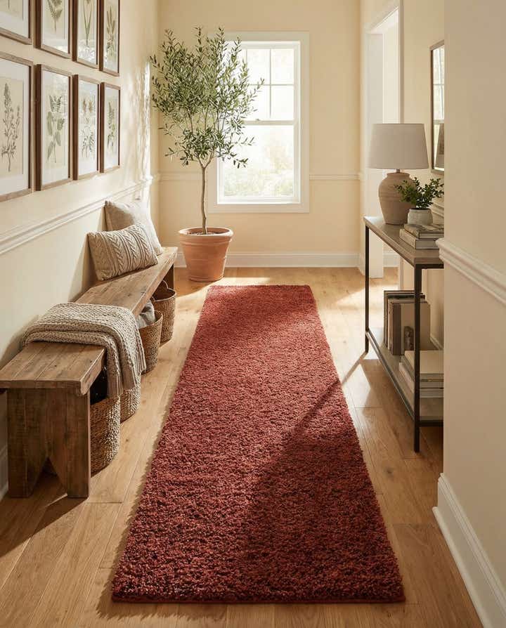 2' 7 x 14' Solid Shag Runner Rug