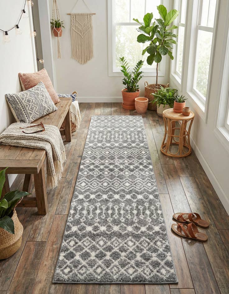 Detail image of 2' x 7' Moroccan Trellis Runner Rug