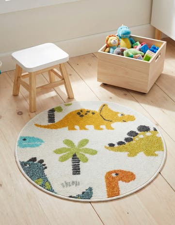 2' 2 x 2' 2 Dinosaur Whimsy Kids Round Rug