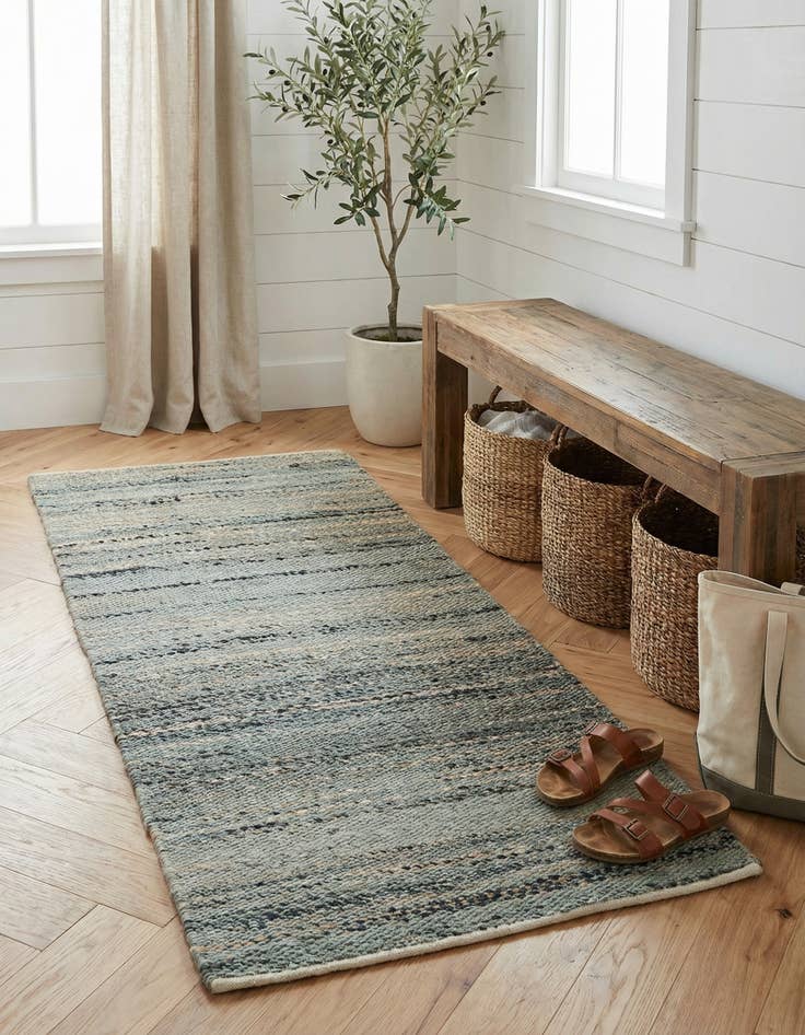 Detail image of 2' x 4' 1 Hand Woven Palm Beach Jute Runner Rug