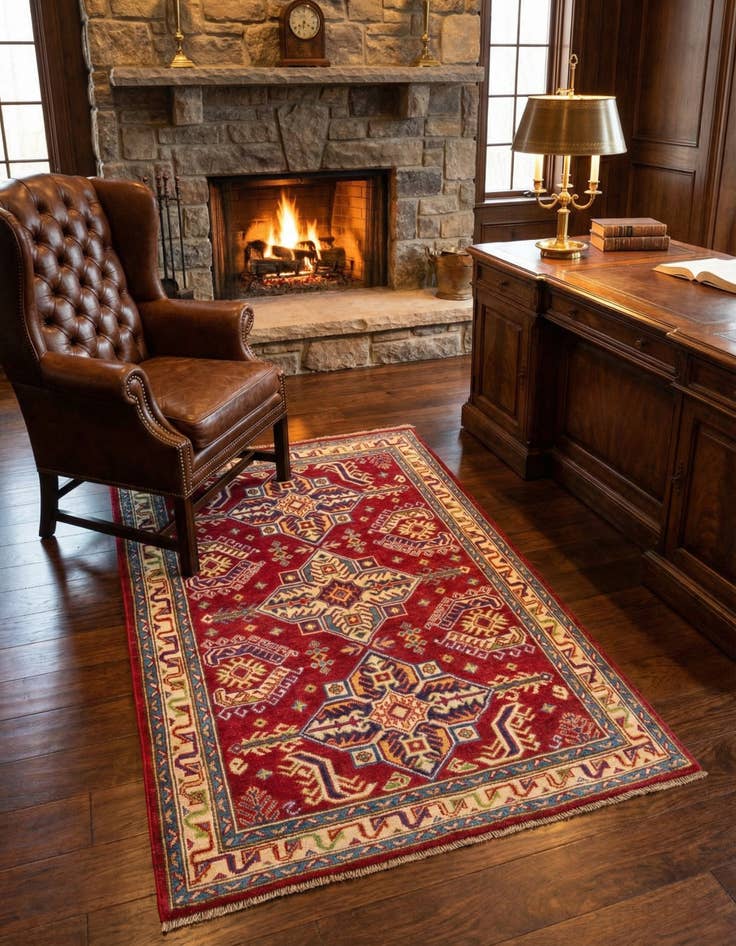 Detail image of 3' 3 x 4' 10 Hand Knotted Kazak Rug