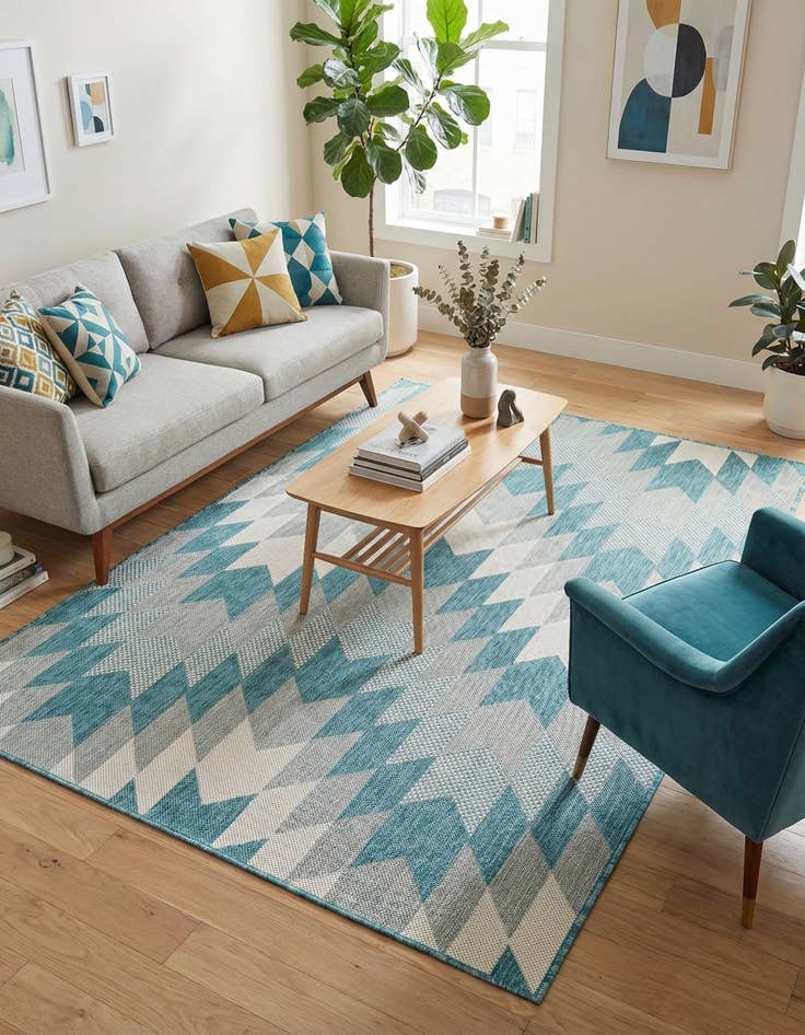 Detail image of 4' x 6'  Washable Modern Indoor / Outdoor Rug