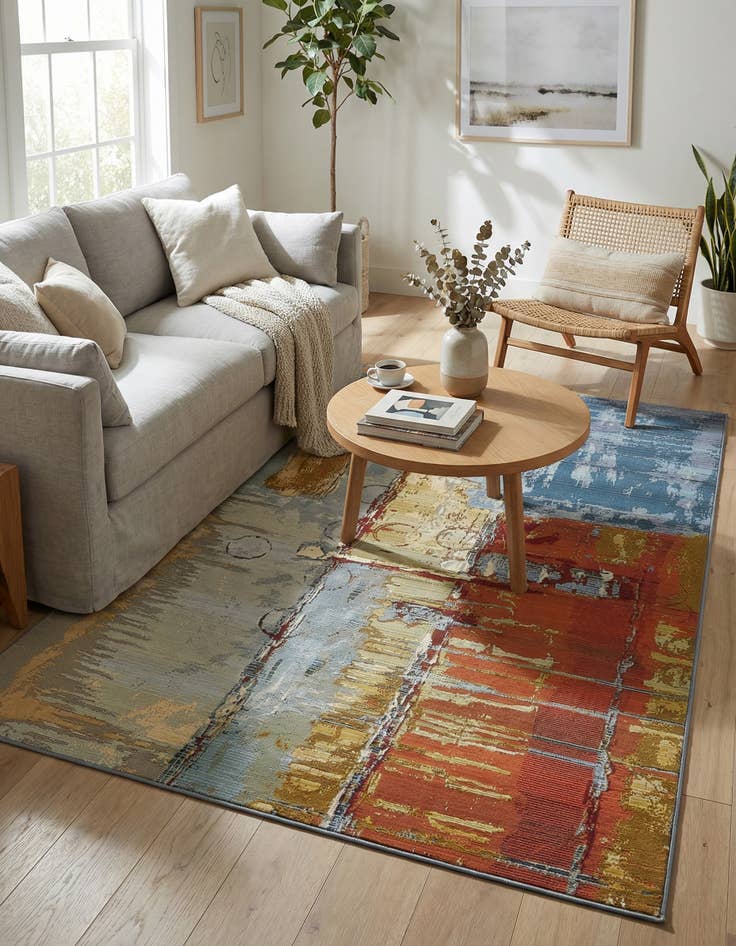 Detail image of 5' 3 x 8' Washable Modern Indoor / Outdoor Rug