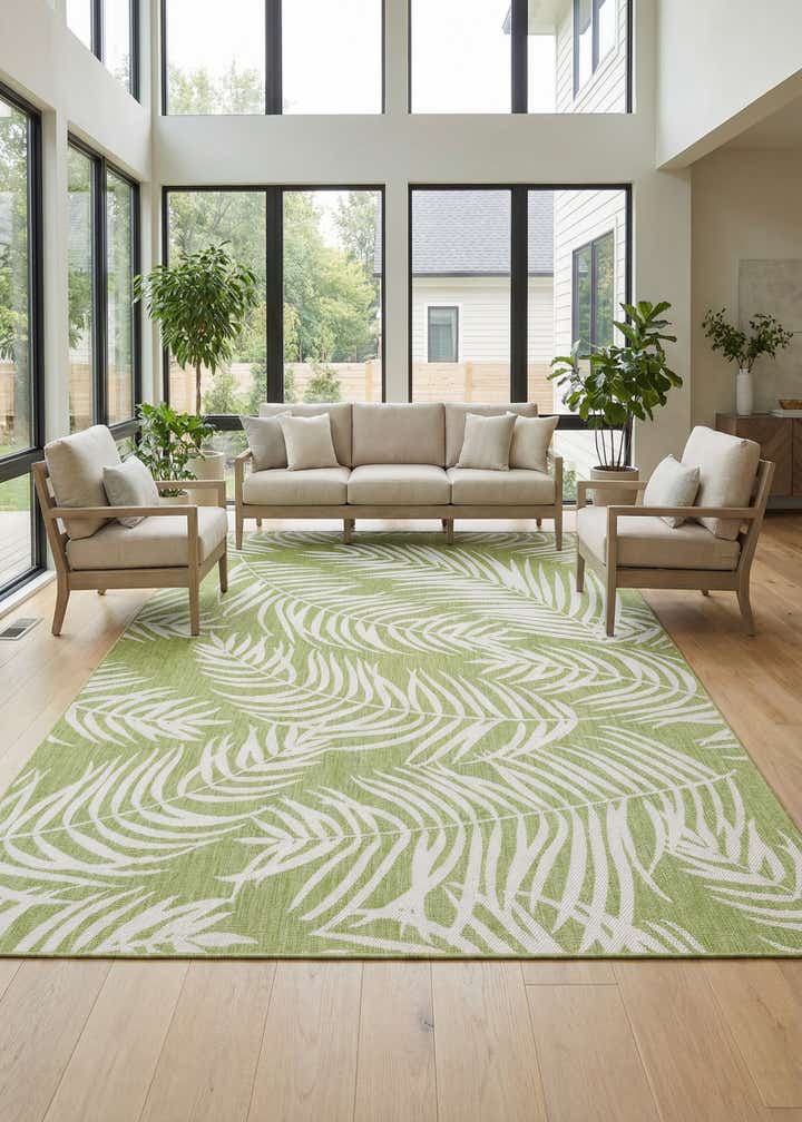9' x 12' Easy-Clean Botanical Indoor / Outdoor Rug