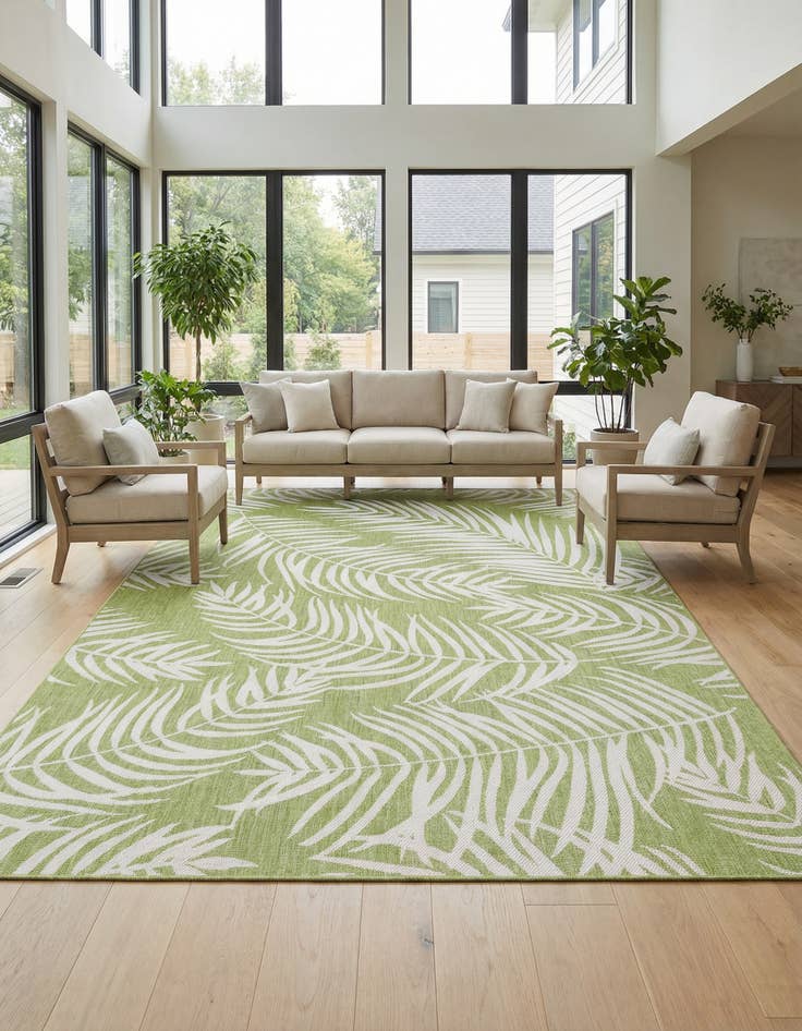 Detail image of 9' x 12' Easy-Clean Botanical Indoor / Outdoor Rug