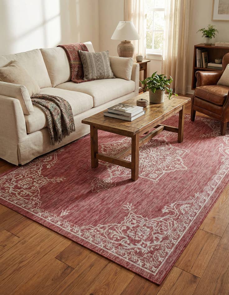 Detail image of 5' 3 x 8' Washable Traditional Indoor / Outdoor Rug