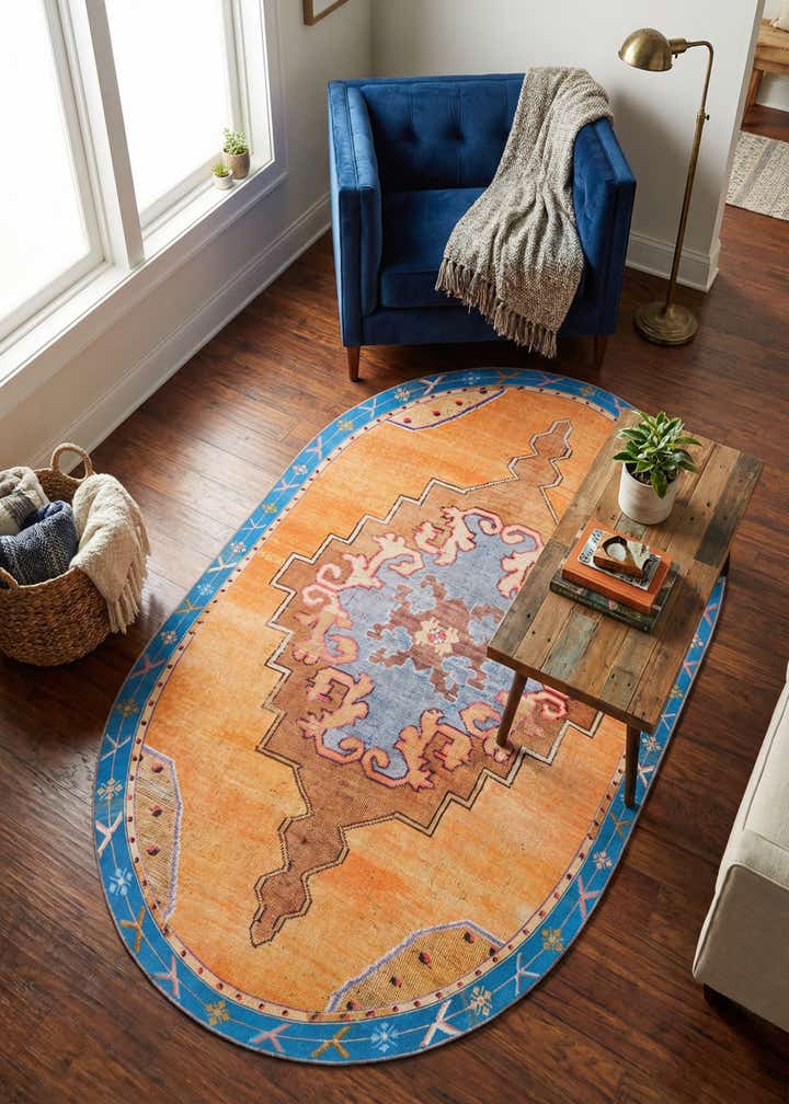 5' x 8' Washable Timeless Oval Rug