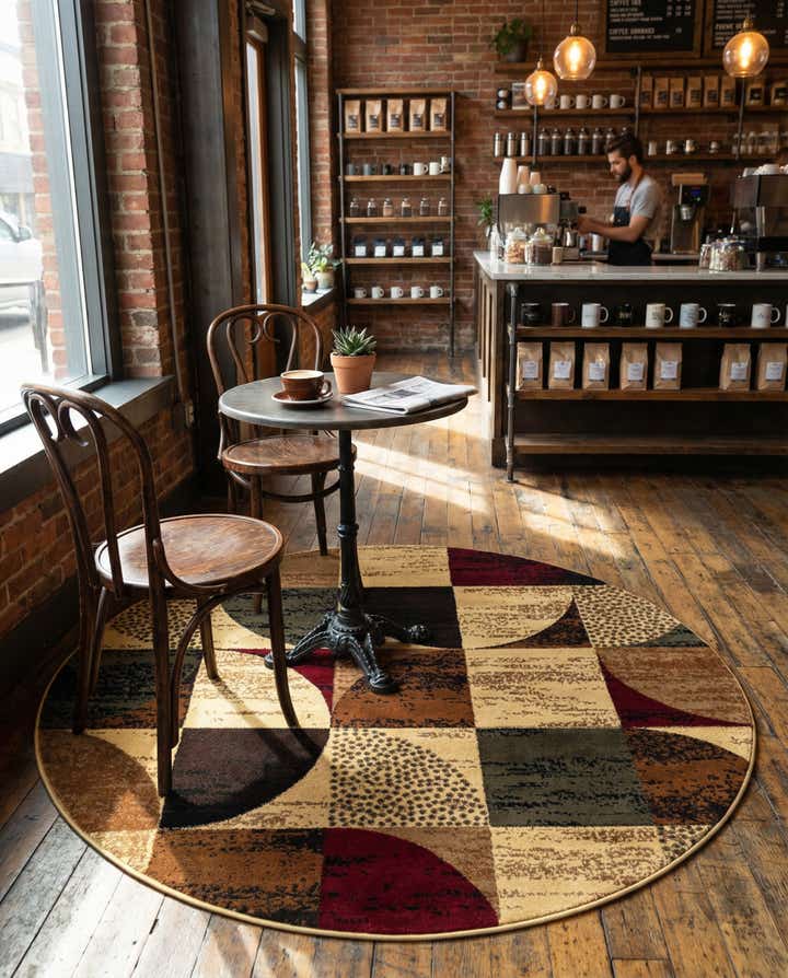 185cm x 185cm Café Tapis Rond