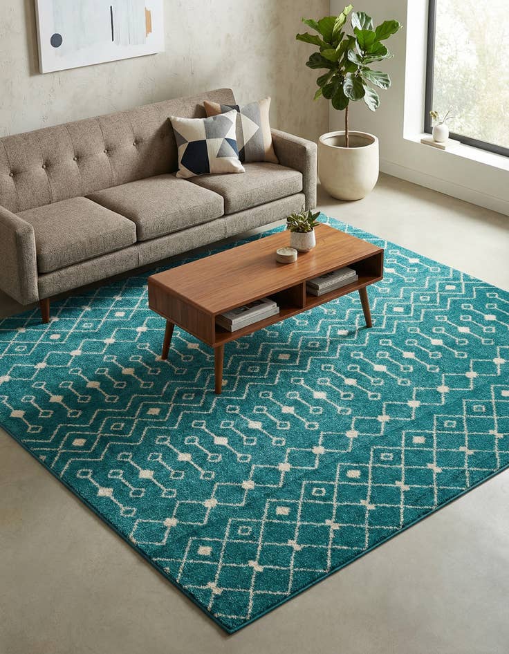 Detail image of 7' 10 x 7' 10 Moroccan Trellis Square Rug