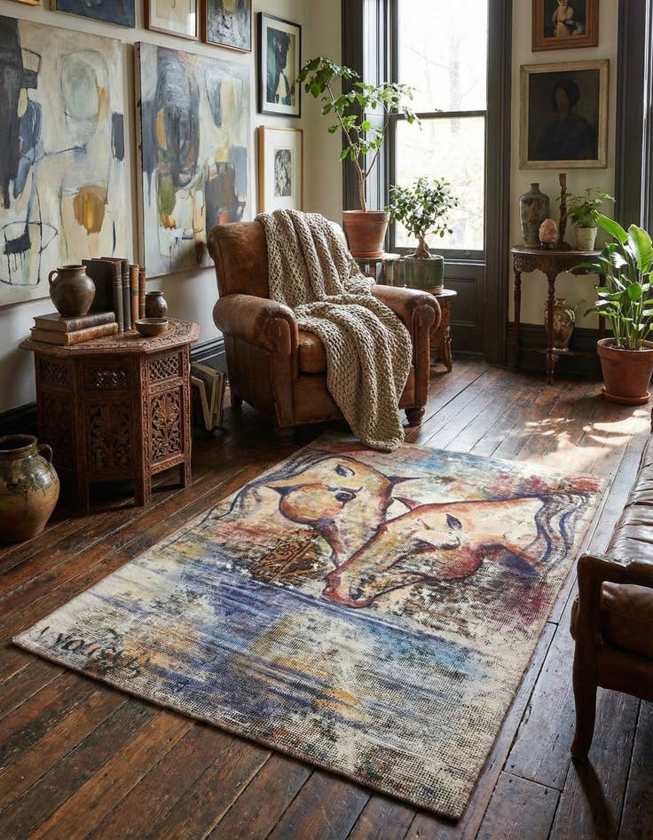 Detail image of 3' 2 x 4' 7 Hand Knotted Ultra Vintage Persian Wool Rug