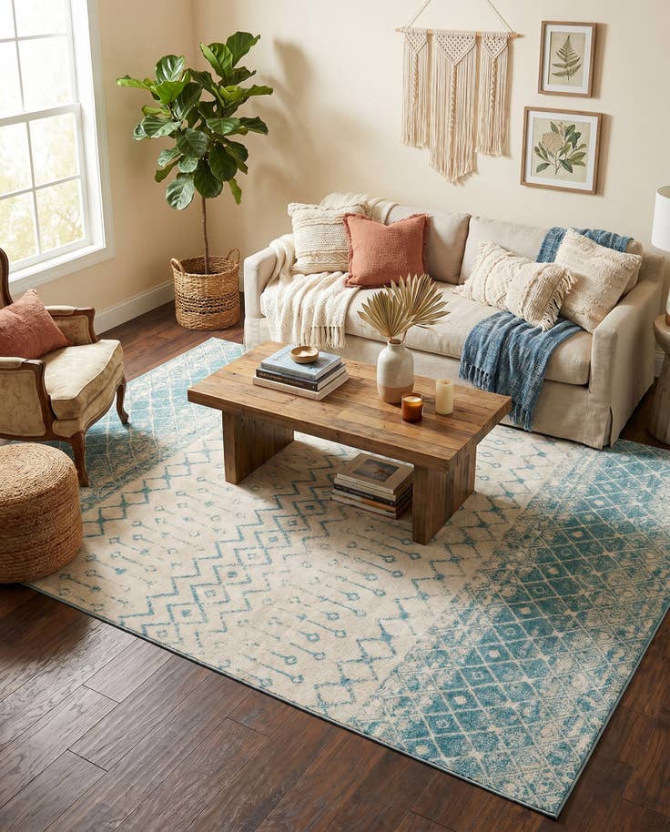 Detail image of 10' x 13' Moroccan Trellis Rug