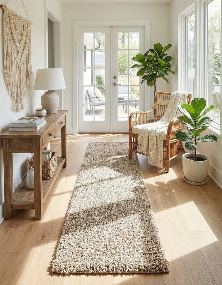 Detail image of 2' 7 x 10' Solid Shag Runner Rug