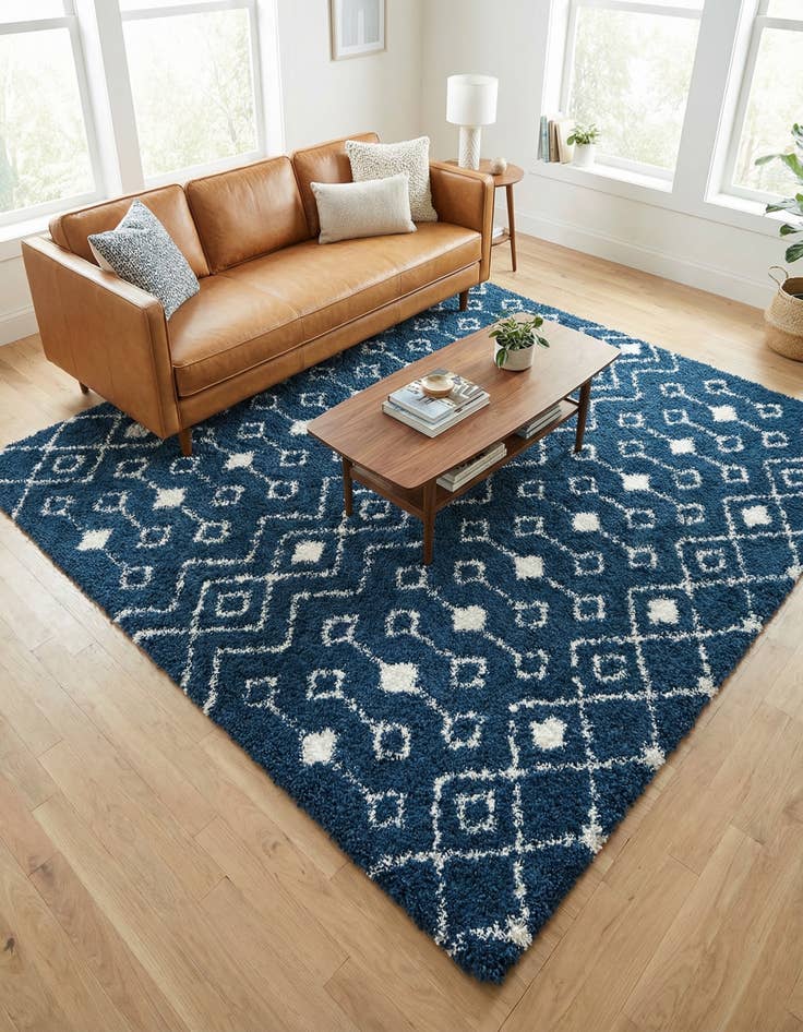 Detail image of 10' x 10' Moroccan Trellis Shag Square Rug