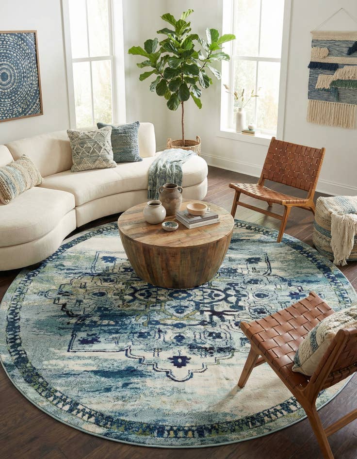 Detail image of 8' x 8' Washable Fleur Round Rug