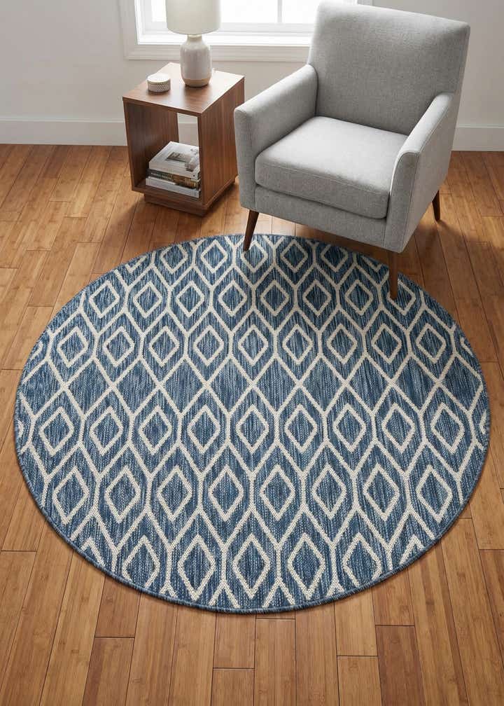 4' x 4' Easy-Clean Jill Zarin Turks and Caicos Indoor / Outdoor Round Rug