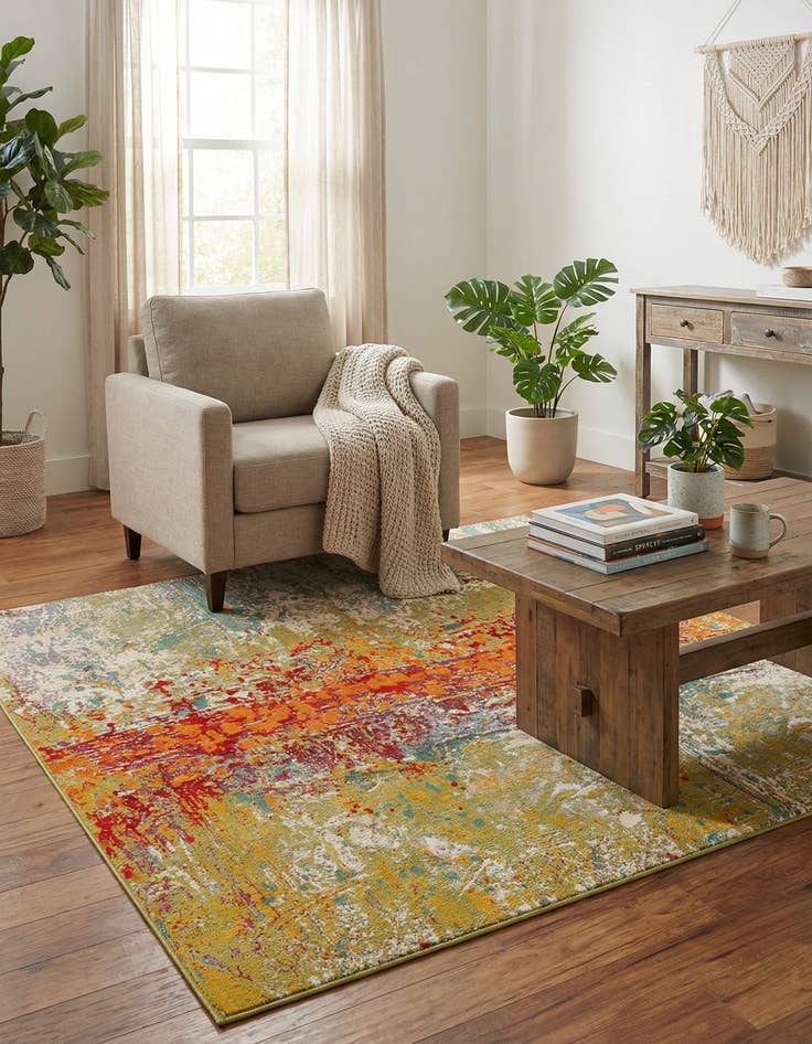 Detail image of 6' x 6' Washable Modern Indoor / Outdoor Square Rug