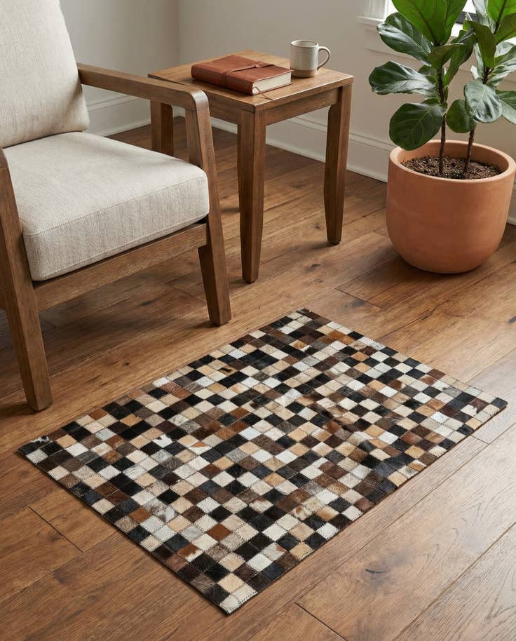 Detail image of 2' 3 x 3' 1 Cowhide Leather Rug