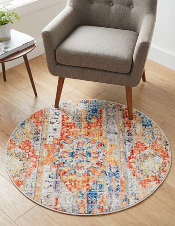 Orange Madrid Round Rug