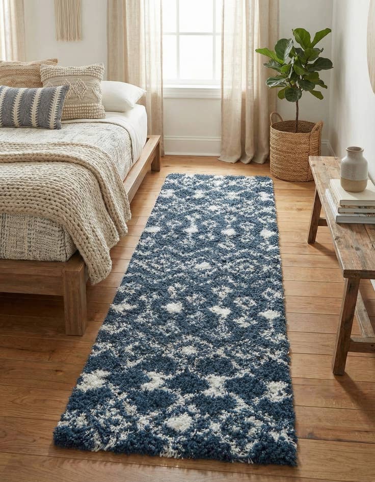 Detail image of 2' x 6' Moroccan Trellis Shag Runner Rug