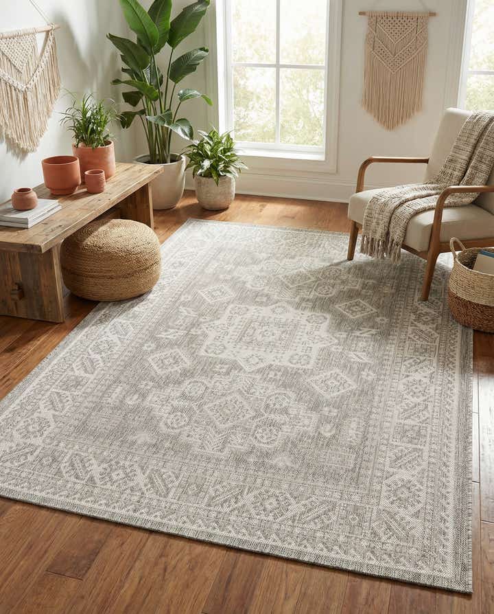 5' 3 x 7' Easy-Clean Aztec Indoor / Outdoor Rug