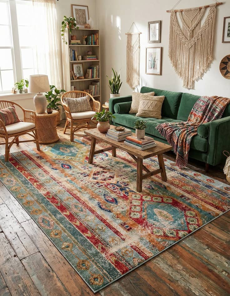 Detail image of 8' x 11'  Washable Santa Fe Rug