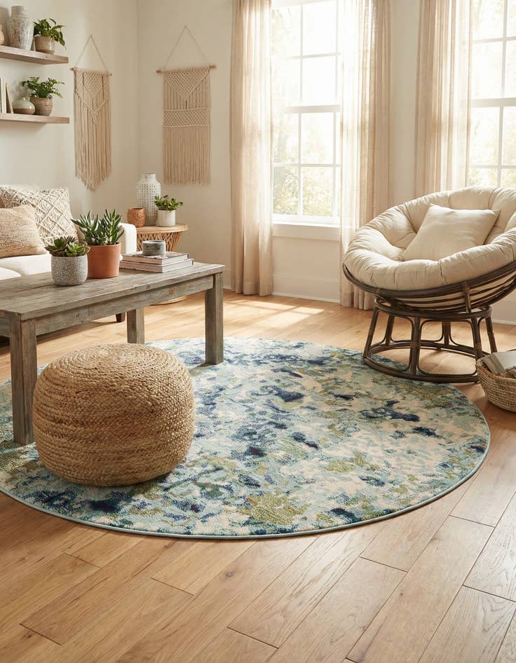 Detail image of 6' x 6' Washable Theia Round Rug