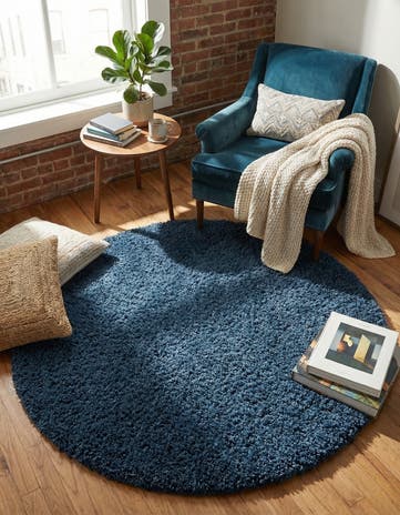4' x 4' Solid Shag Round Rug