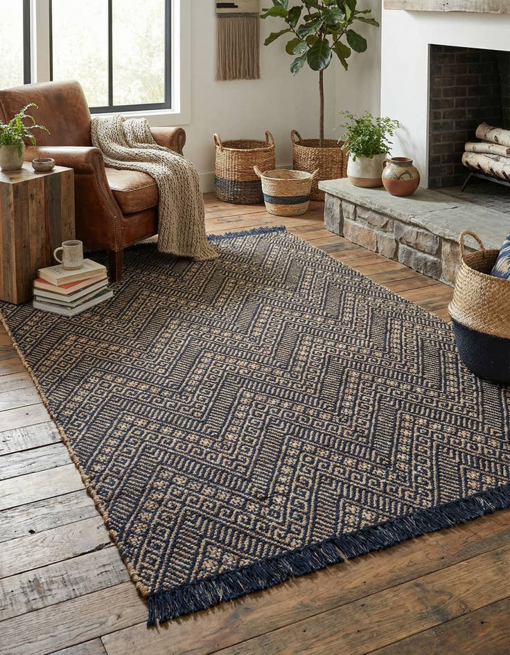 Detail image of 5' 1 x 8'  Hand Braided Jute Rug