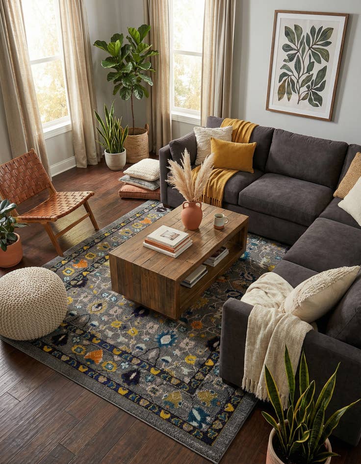 Detail image of 7' x 10' Washable Fleur Rug