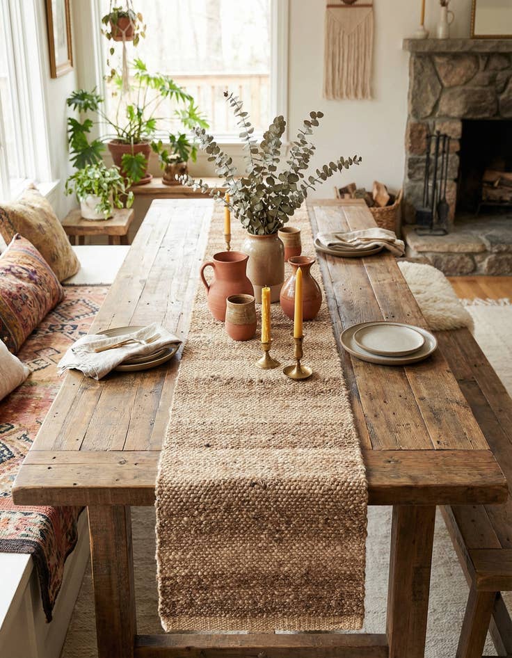 Detail image of 1' 2 x 10'  Hand Braided Jute Table Runner Rug