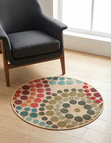 2' 7 x 2' 7 Easy-Clean Modern Indoor / Outdoor Round Rug
