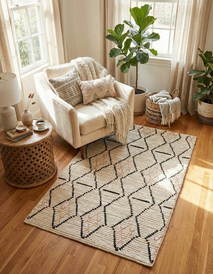 Detail image of 3' 2 x 5' 4 Hand Knotted Moroccan Wool Rug